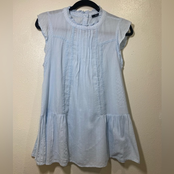 Doe & Rae Tops - Doe & Rae Light Blue Ruffled Blouse
